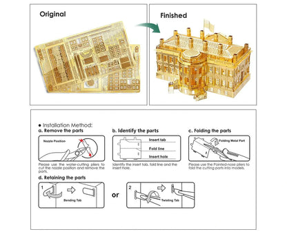 3D Metal Puzzle the White House Model Building Kits - Gold