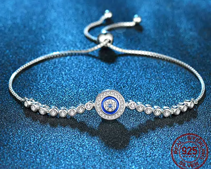 925 Sterling Silver Bracelets for Women Blue Stone Beads Bracelet 