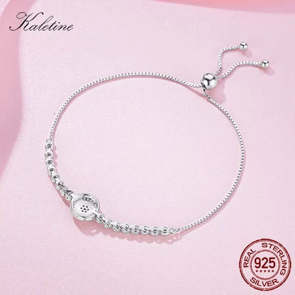 925 Sterling Silver Bracelets for Women Blue Stone Beads Bracelet 