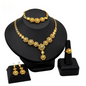 Indian Jewellery Luxury Necklace Jewelry Sets for Women Dubai Gold Color African Arabic Wedding Bridal Collection Sets Earring