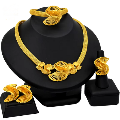 Indian Jewellery Luxury Necklace Jewelry Sets for Women Dubai Gold Color African Arabic Wedding Bridal Collection Sets Earring