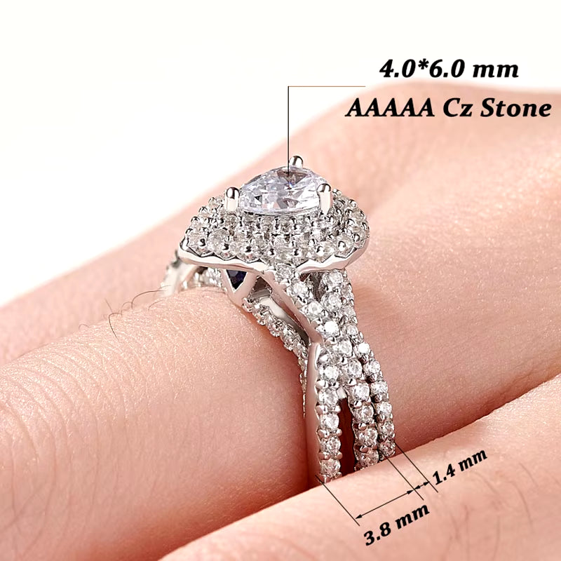 2 Pcs 925 Sterling Silver Wedding Rings 