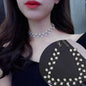 Korean Double Layer Pearl Choker Necklace Silver Gold Color 