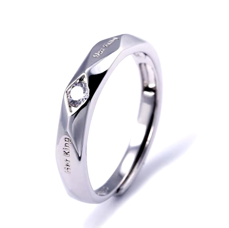 2Pcs Silver Color Couple Lover Promise Ring for Women Man Unisex 