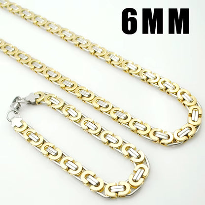 Stainless Steel Men Jewelry Set Bracelet Necklace Sets 11Mm Width 