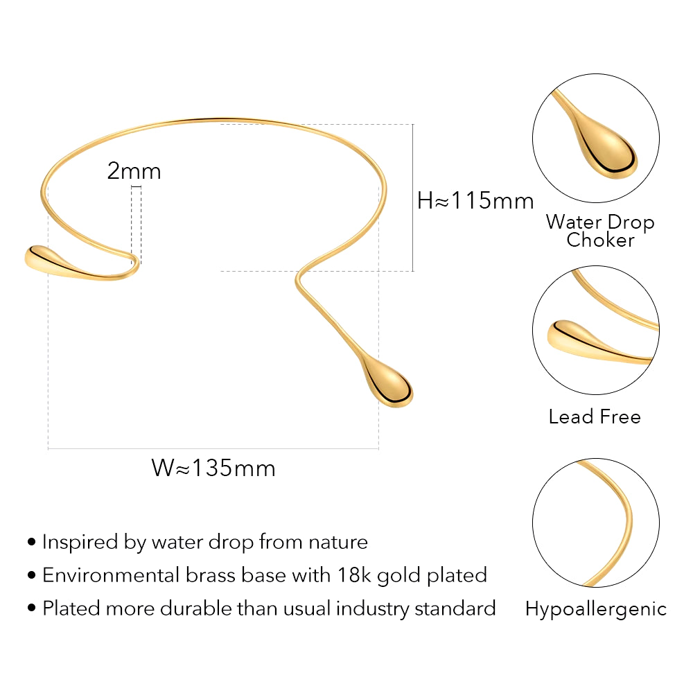 Water Drop Choker Trending Necklaces Gold Color 