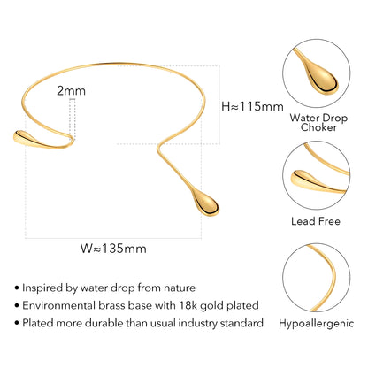 Water Drop Choker Trending Necklaces Gold Color 