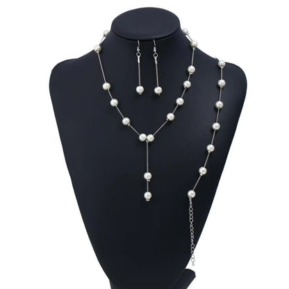 Korean Double Layer Pearl Choker Necklace Silver Gold Color 