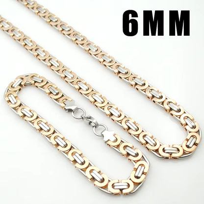 Stainless Steel Men Jewelry Set Bracelet Necklace Sets 11Mm Width 