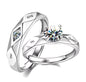 2Pcs Silver Color Couple Lover Promise Ring for Women Man Unisex 