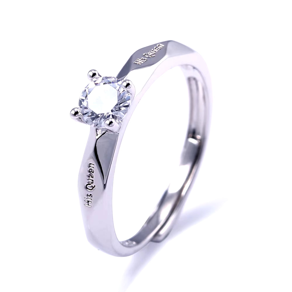 2Pcs Silver Color Couple Lover Promise Ring for Women Man Unisex 