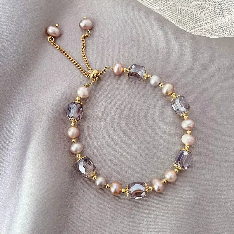 Natural Freshwater Pearl and Amethyst Bracelet