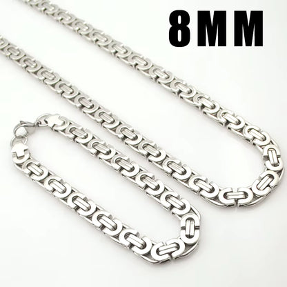 Stainless Steel Men Jewelry Set Bracelet Necklace Sets 11Mm Width 