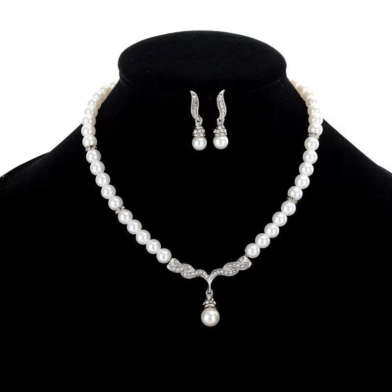 Korean Double Layer Pearl Choker Necklace Silver Gold Color 