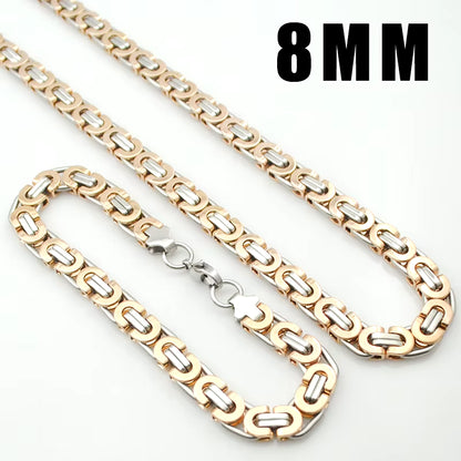 Stainless Steel Men Jewelry Set Bracelet Necklace Sets 11Mm Width 