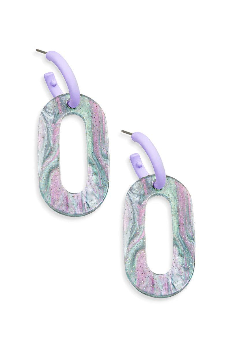 Retro Oval Drop Acrylic Glitter Earrings