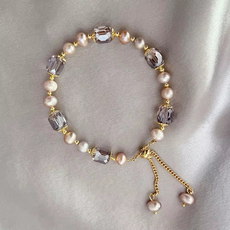 Natural Freshwater Pearl and Amethyst Bracelet