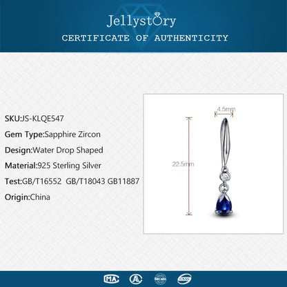 Trendy Silver 925 with Water Drop Shaped Sapphire Gemstones Earrings 