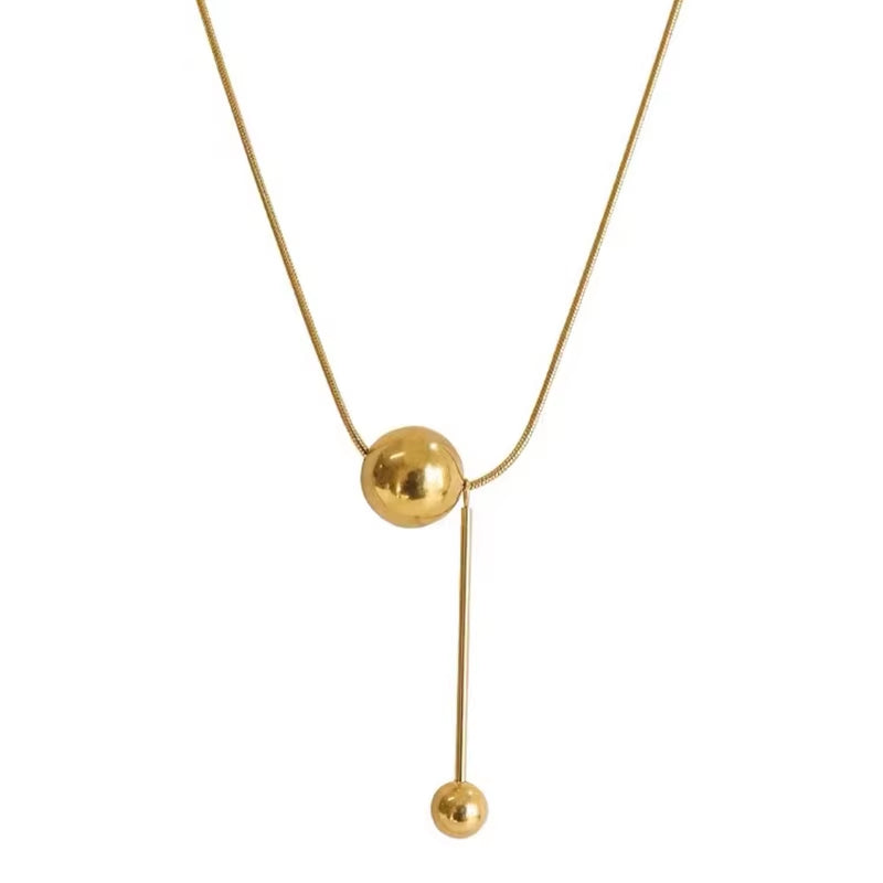 Simple Gold Color Ball Pendant Stainless Steel 