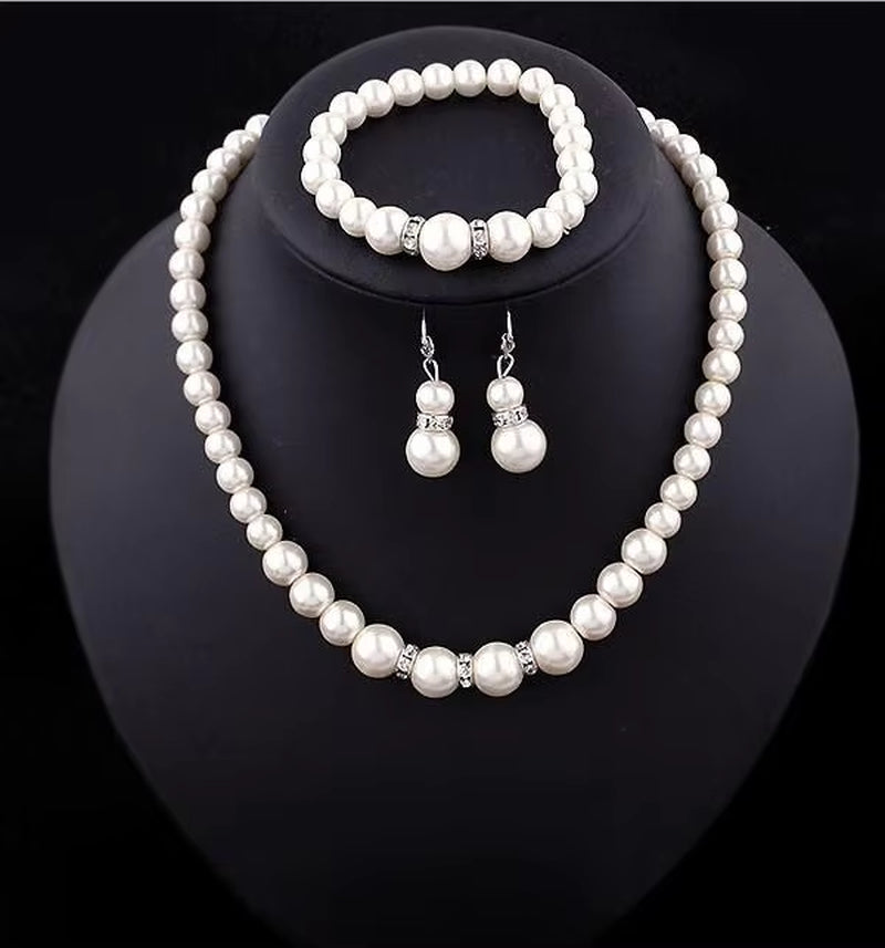 Korean Double Layer Pearl Choker Necklace Silver Gold Color 