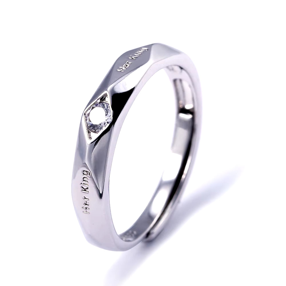 2Pcs Silver Color Couple Lover Promise Ring for Women Man Unisex 