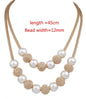 Korean Double Layer Pearl Choker Necklace Silver Gold Color 