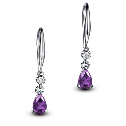 Trendy Silver 925 with Water Drop Shaped Sapphire Gemstones Earrings 