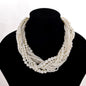 Korean Double Layer Pearl Choker Necklace Silver Gold Color 