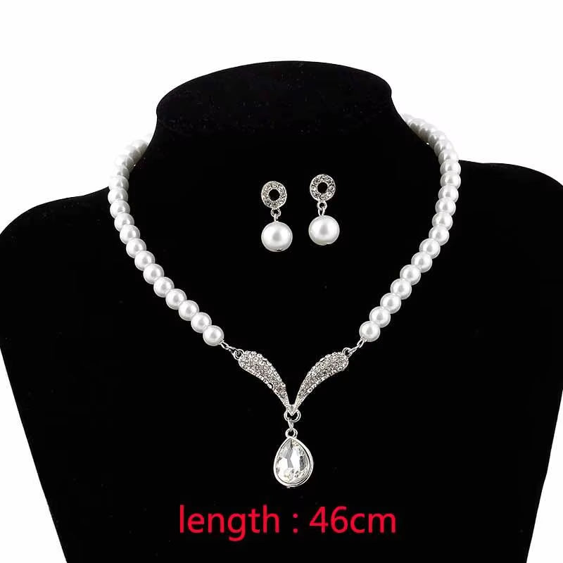 Korean Double Layer Pearl Choker Necklace Silver Gold Color 