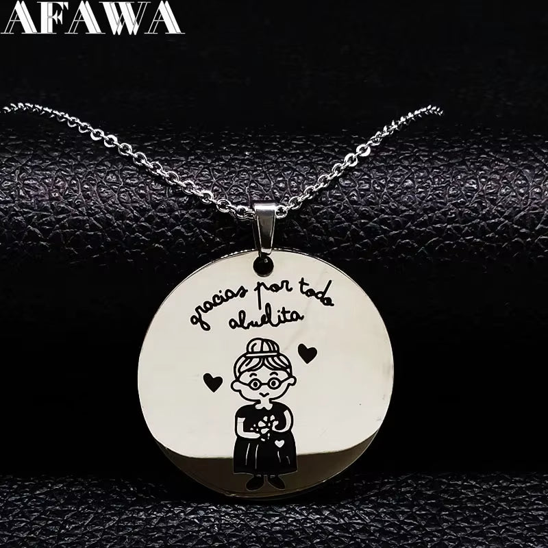 Spain Grandmother Stainless Steel Necklace Jewelry 