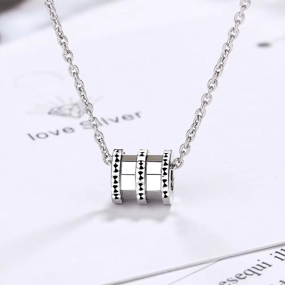 Trendy Mosaic Zircon Interlock round Circle Silver Color Necklaces 