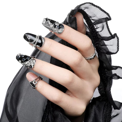 Trendy Fashion Nail Ring  Set Silver Color Irregular Nail Pieces Adjustable 