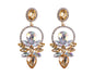 Stud Earrings Water Drop Shape Rhinestone Leaves - Champagne