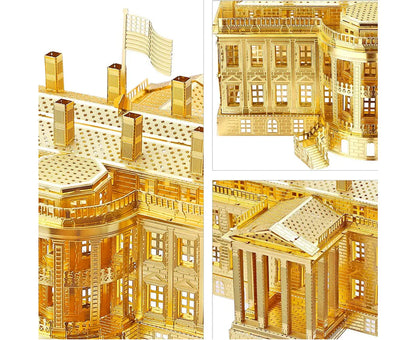 3D Metal Puzzle the White House Model Building Kits - Gold