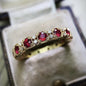 925 Sterling Silver Ruby Gemstone Vintage Diamonds Square Rings 