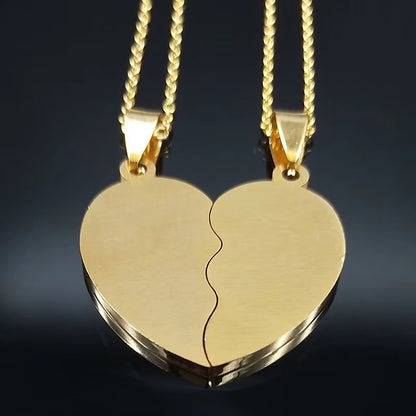 2 PCS Heart Best Friend Stainless Steel Necklace 